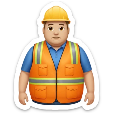 Fat man with high vis vest sticker
