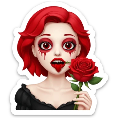 I want this emoji 💀 holding this in its mouth 🥀  sticker