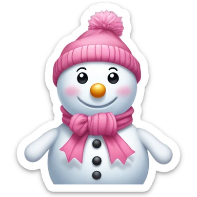 Adorable snowman with pink clothes and a pink bow  sticker