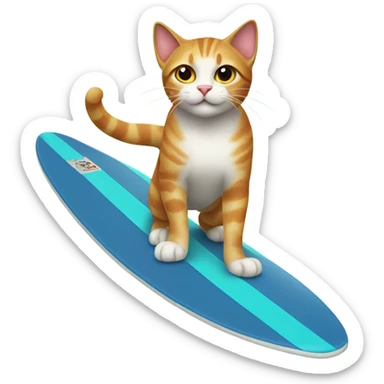 Cat on a surf board  sticker