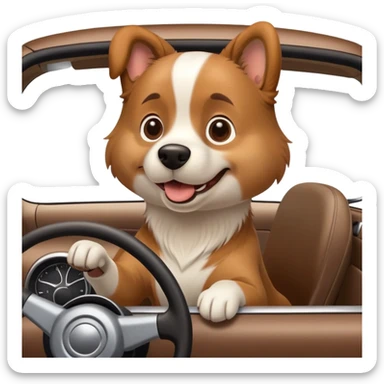 Dog driving a car sticker