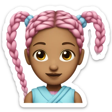 Girl with baby blue and pink braids (colors braid together).  sticker