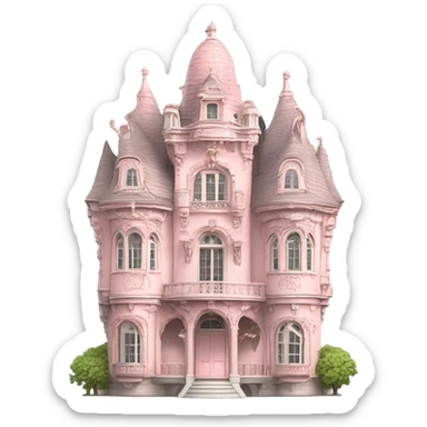 vintage rococo pale pink castle sticker