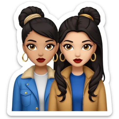 Boujy baddie best friends, trendy heavy makeup both dark hair one light skinned and one caramel skin  sticker