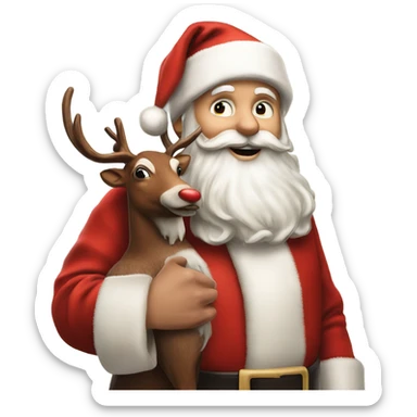 Hyper Realistic Santa Claus with Rudolf sticker
