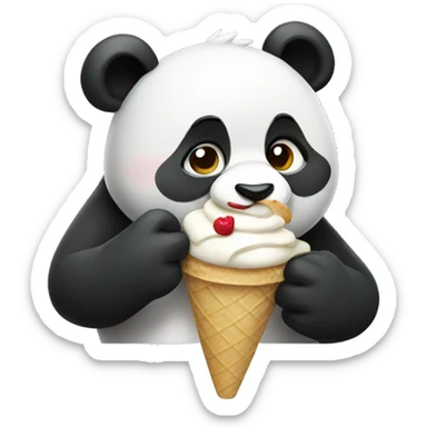 Panda eating ice cream sticker