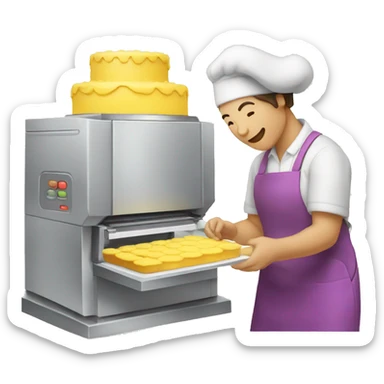 A yellow cake maker-machine sticker
