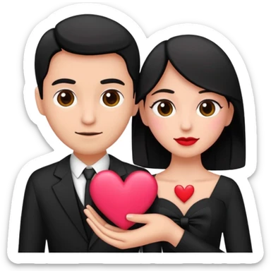 👩🏻‍❤️‍💋‍👨🏻 con el corazón negro con un lazo rosado  sticker
