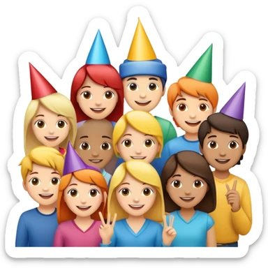 A team of the best happy employees of the bank. Everyone is different, but very friendly. There are girls and boys. They won and celebrate the victory. sticker