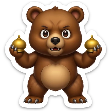 Evil bear with bell on its butt sticker
