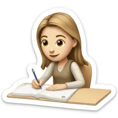 White girl writing a kangaroo sticker