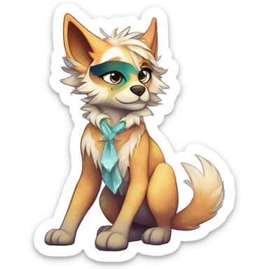 Cool cute Kawaii edgy fantasy animal sparkle fursona Fionbri by griffsnuff & LiLaiRa & Falvie full body sticker