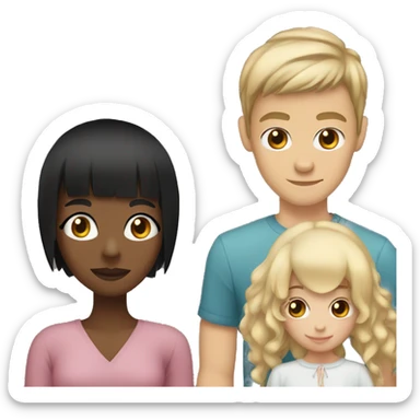 girl with black hair and bangs and facial piercings holding boyfriend with dark blond hair sticker