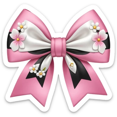 Pink and white flower bow sticker