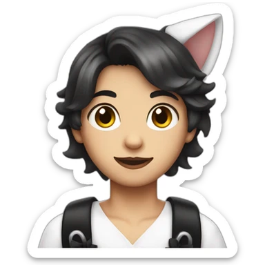 Boy with a french maid outfit and cat ears on his head sticker