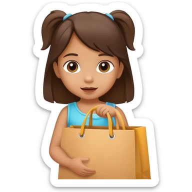 Toddler girl holding shopping bag sticker