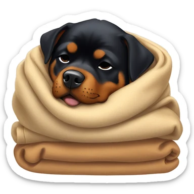 Rottweiler sleeping in blanket sticker