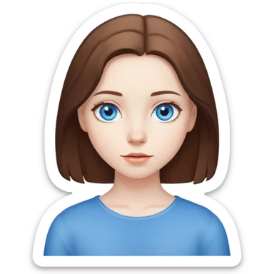 girl with pale skin, blue eyes, and shoulder length brown hair sticker