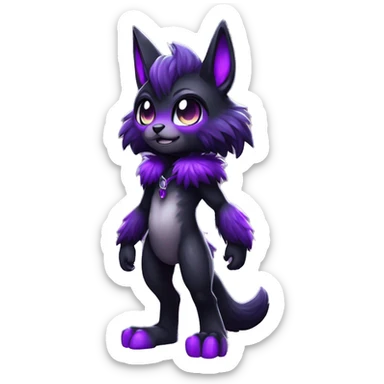 Anthro-Edgy-Cool-Black-Purple-Contrast-Colors-Fantasy-Fur-Sona-Chibi-Shiny-Fakémon-Hybrid full body sticker