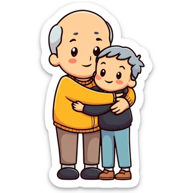 loving grandparent hugging a grandchild sticker