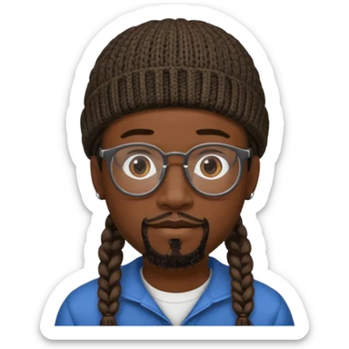 man with braids glasses beanie and goatee sticker