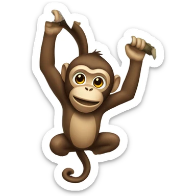 Monkey hanging on a tree sticker