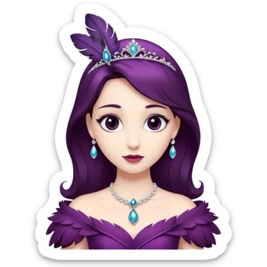  Princess – feather brooch + plum gown,Shadow Princesses. sticker