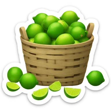 Limes falling out of a wooden basket. Make the limes fall sticker