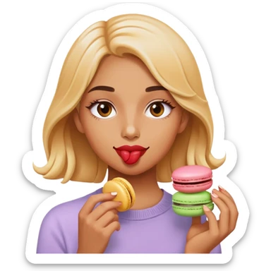 coolest girl eating the macaron sticker