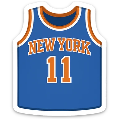 new york knicks basketball jersey featuring the number 11, twitter emoji style sticker