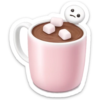 Light Pink mug of hot chocolate with marshmallows  sticker