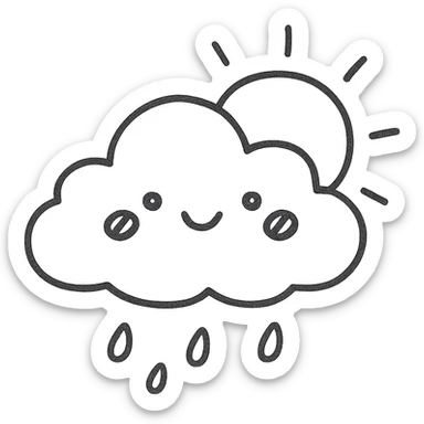 Create a soft and cute weather icon in Japanese hand-drawn style with a pink theme, matching the reference style, suitable for a mobile home screen. Transparent background. sticker