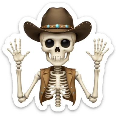 skeleton dancing with a cowboy hat sticker