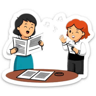 illustration of [man celebrating the singing of (divorce papers)] next to [crying woman] art influence two subjects sticker