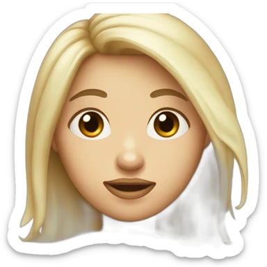 female face with long hair and large milk stains sticker