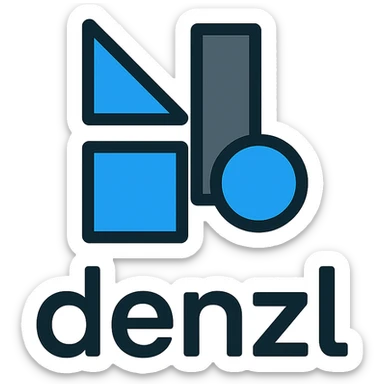 logo for 'denzl', geometric shapes, tech-inspired, simple and memorable, blue and gray tones sticker