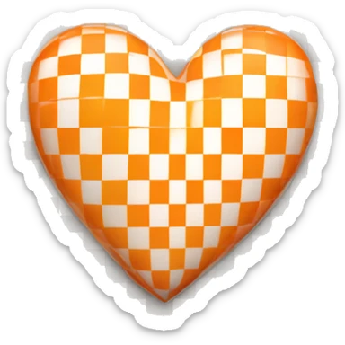 Orange and white checkered heart sticker