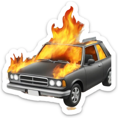 Car on fire sticker
