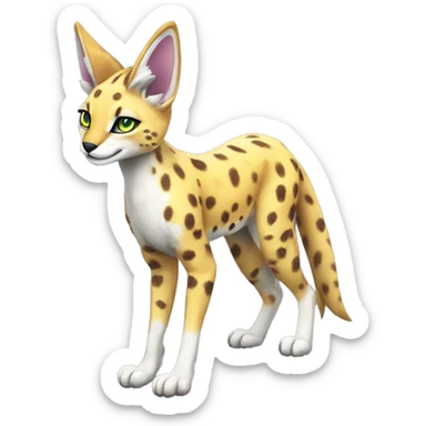 Cute Kawaii Epic Colorful Sergal-Serval-Vernid full body sticker