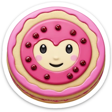 Sugar cookie with pink frosting and jam￼ sticker