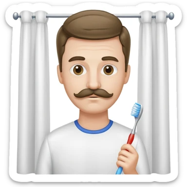 White man with curtain hair cut and toothbrush mustache  sticker