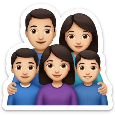 Light skin dark hair, Hispanic family of 6 sticker