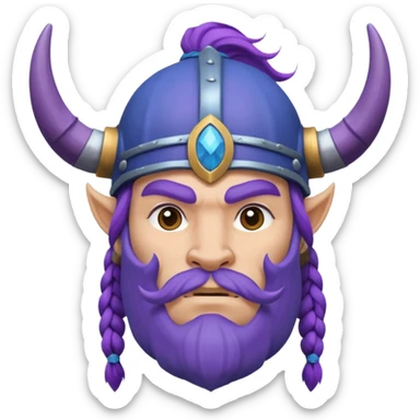 Purple Viking riding a blue bison sticker