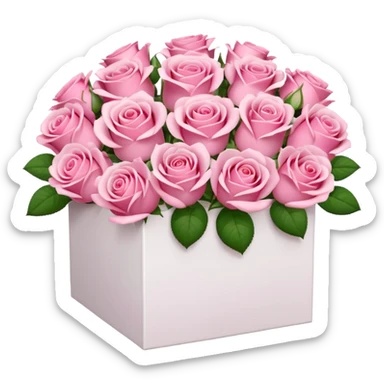 bouquet of pink 15 roses in a white box sticker