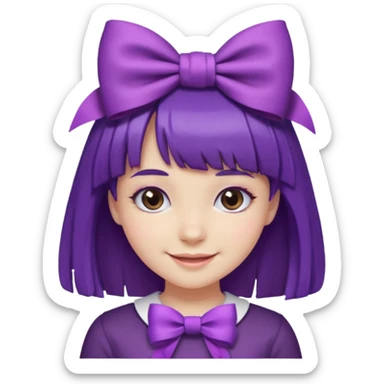 girl with bangs and purple hair and bow sticker
