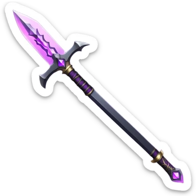 A Discord emoji of a sharpened obsidian blade with a glowing purple rune on the hilt. High-end fantasy style, sleek, metallic black, white background. sticker
