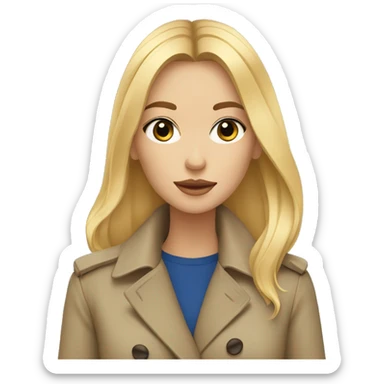 Fille blonde au yeux bleus avec les cheveux longs et un trench  sticker