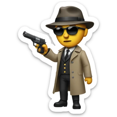spy with a trench coat and a gun in hand sticker