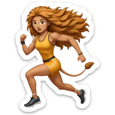 High resolution of a running women lion sticker