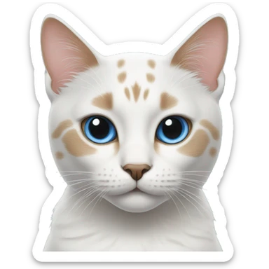 a cat with a blue spot on the left ear and on the left eye sticker